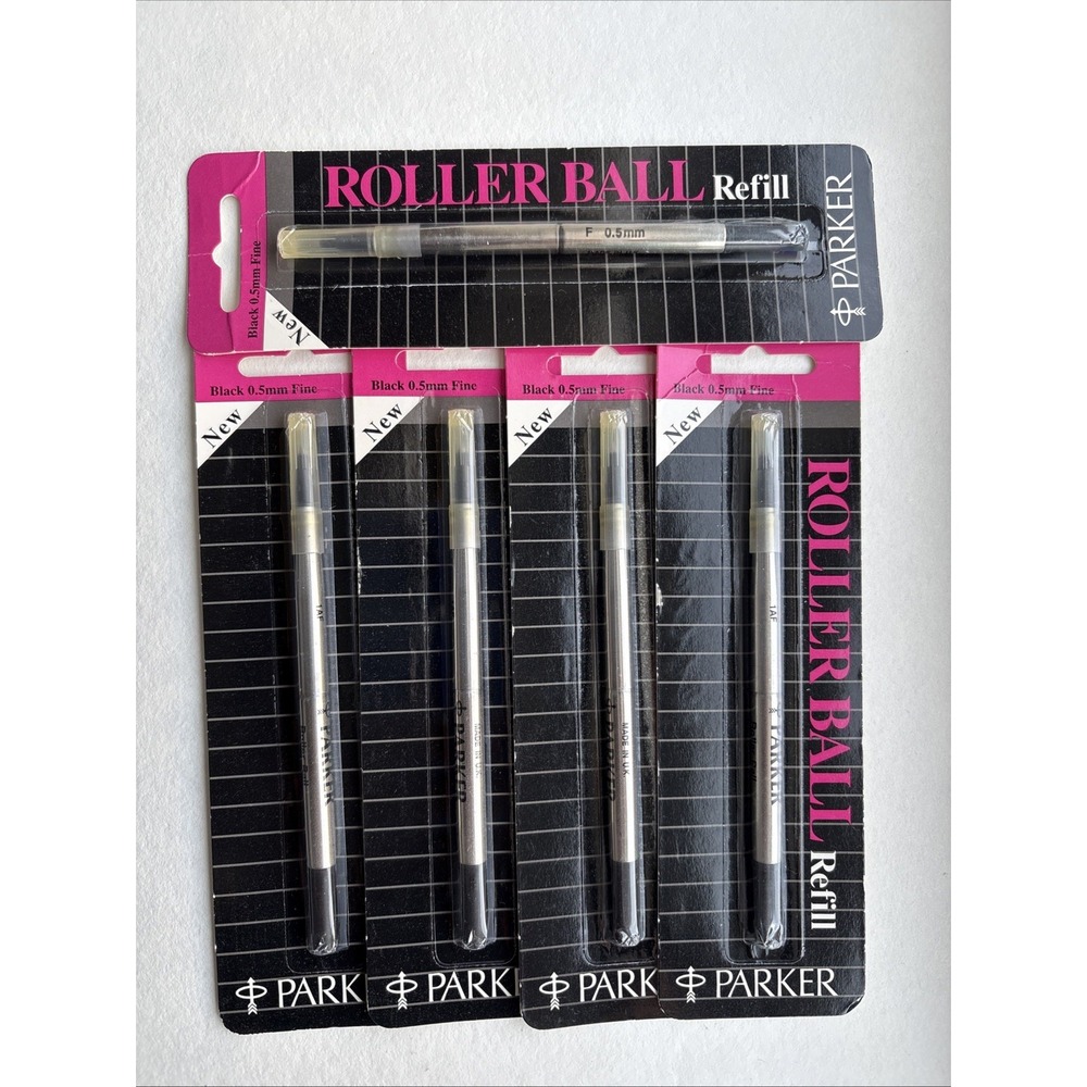 Lot Of 5 Parker Roller Ball Refills Black Fine 30213 NOS